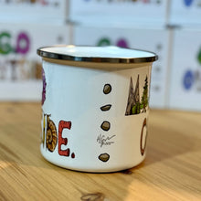 Load image into Gallery viewer, Enamel Camp Mug With Slogan "Go Outside. Make Good Choices."