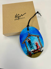Load image into Gallery viewer, 3 Inch Oval Duble sided Ceramic Nativity Ornament-