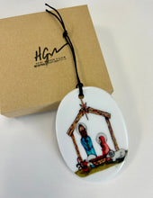 Load image into Gallery viewer, 3 Inch Oval Duble sided Ceramic Nativity Ornament-