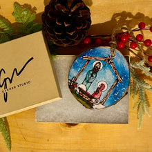 Load image into Gallery viewer, Double sided 3.25 inch Nativity wood ornament