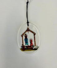 Load image into Gallery viewer, 3 Inch Oval Duble sided Ceramic Nativity Ornament-