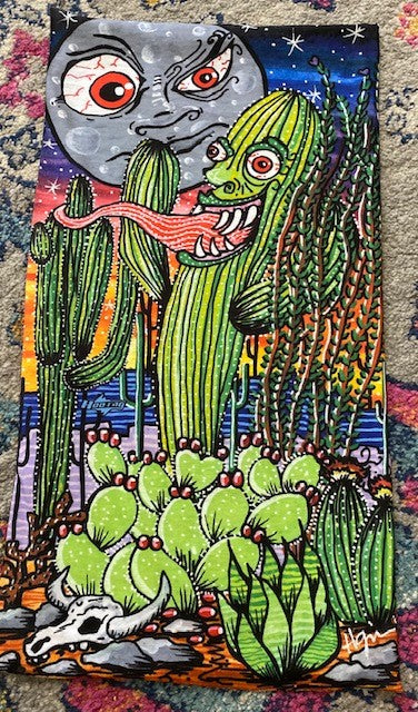 Screaming Cactus- Original Artwork- Hoo-rag Neck Gaiter