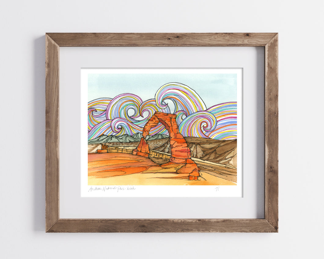 Delicate Arch Bordered Print- Archival Matte Paper- Hand Titled and Signed