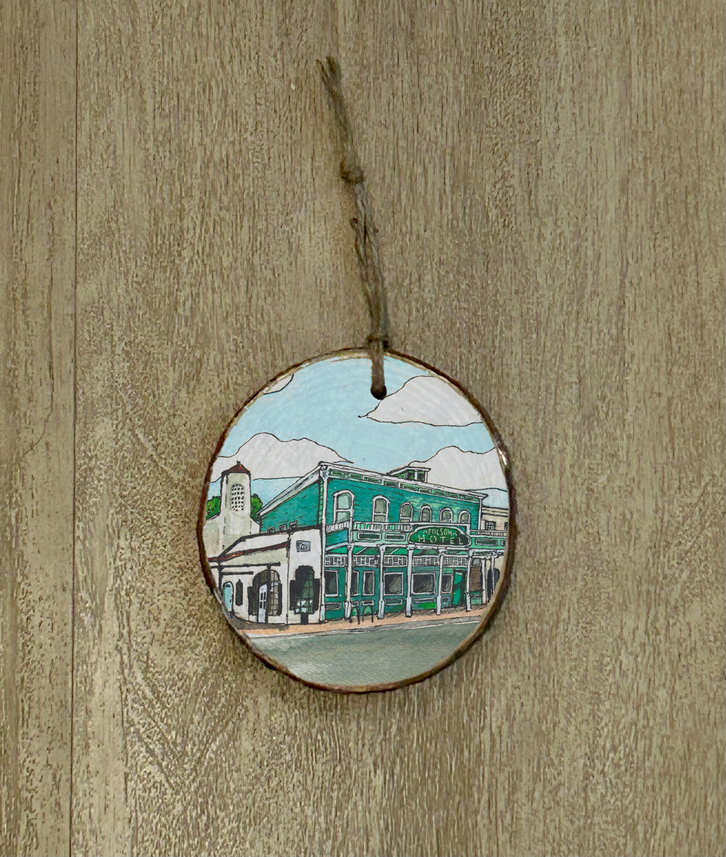 Folsom Hotel   3.5-4 inch Wood ornament