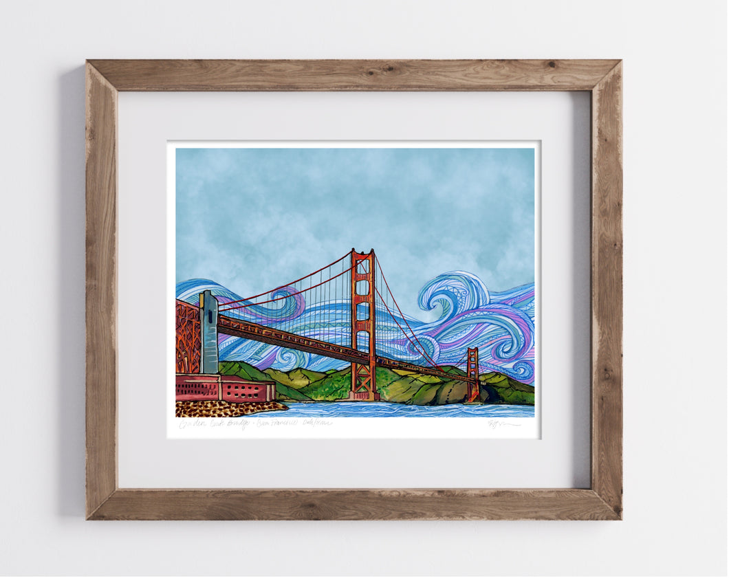 Golden Gate Bridge, San Francisco, CA Bordered Print- Archival Matte Paper- Hand Titled and Signed