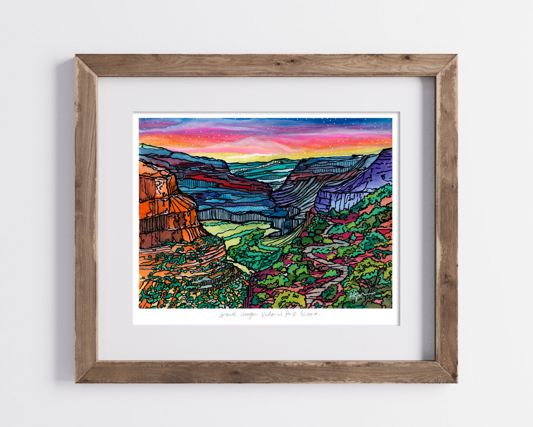 Grand Canyon National Park, Arizona - Bordered Print- Archival Matte Paper- Hand Titled and Signed