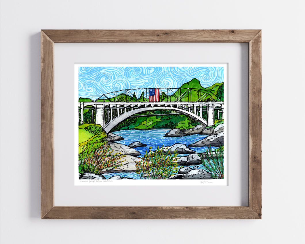 Rainbow Bridge, Folsom California-Bordered Print- Archival Matte Paper- Hand Titled and Signed