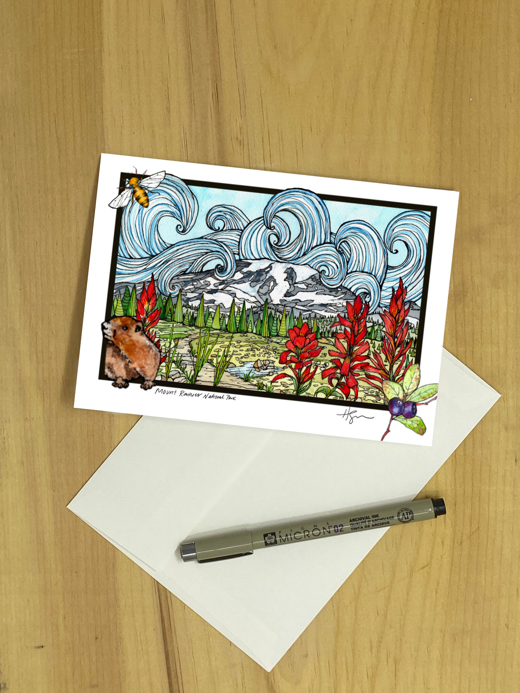 Mount Rainie National Park   5x7 greeting card.