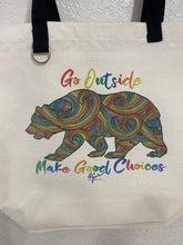 Load image into Gallery viewer, Rainbow Bear  Bear Canvas tote with inner pocket

