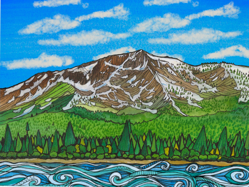 Mount Tallac - Bordered Print- Archival Matte Paper- Hand Titled and Signed