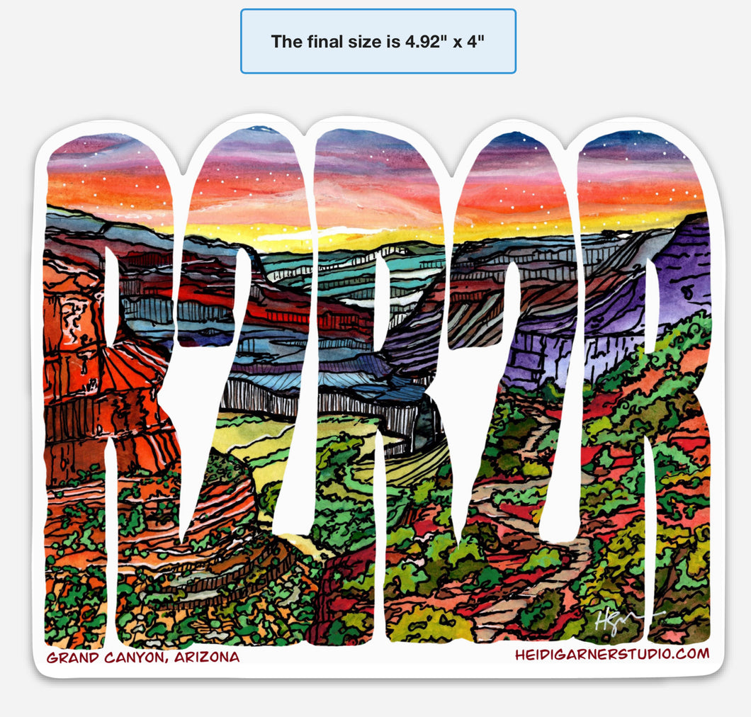 Grand Canyon R2R2R Sticker 5x4 inch sticker