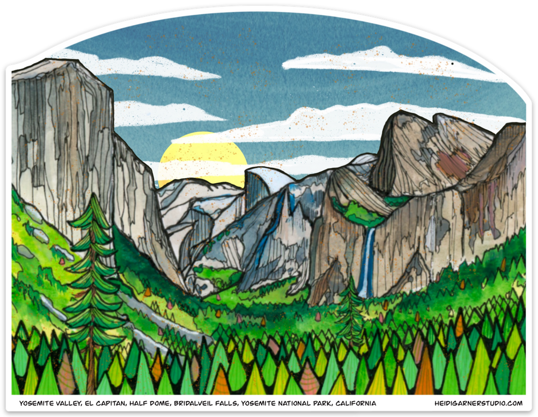Yosemite Valley 6.5 x 5  inch Vinyl Sticker
