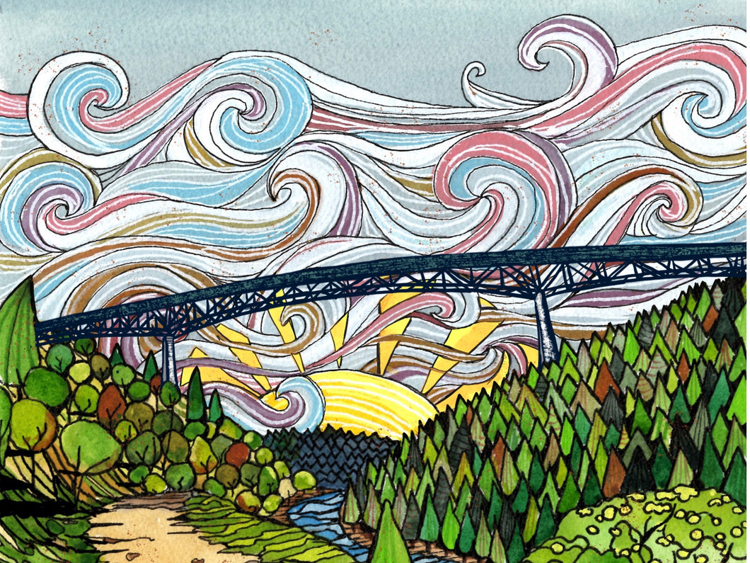 Foresthill Bridge- Bordered Print- Archival Matte Paper- Hand Titled and Signed