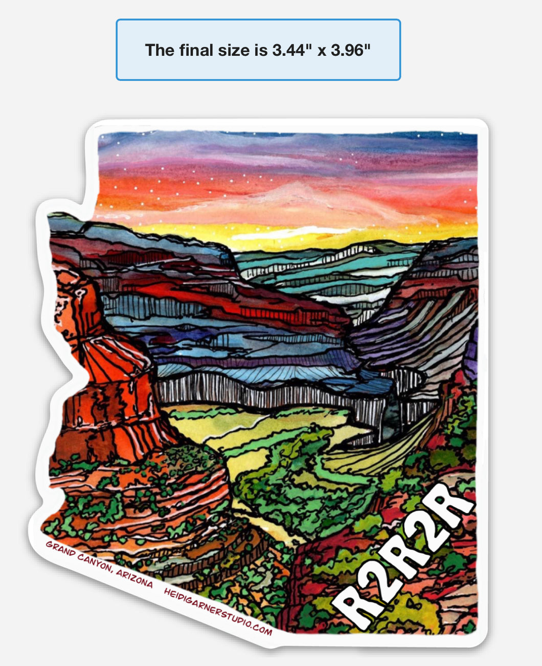 Arizona /Grand Canyon R2R2R  3.4 x4 inch sticker