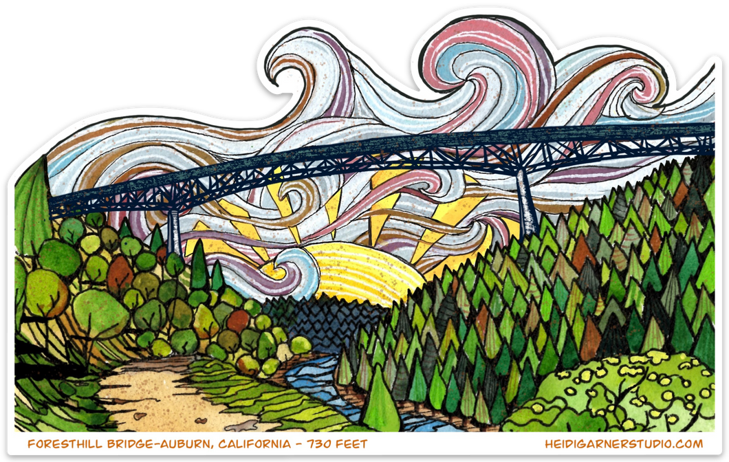 Foresthill Bridge  - Auburn, California 7 inch Vinyl Sticker