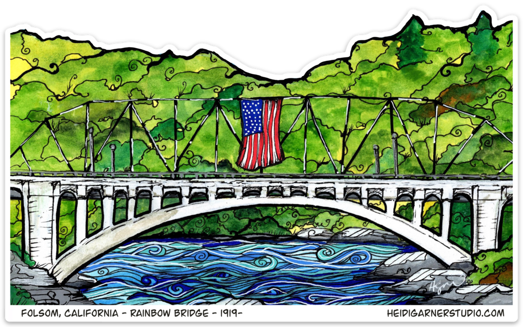 Rainbow Bridge, Folsom California  7 inch Vinyl Sticker