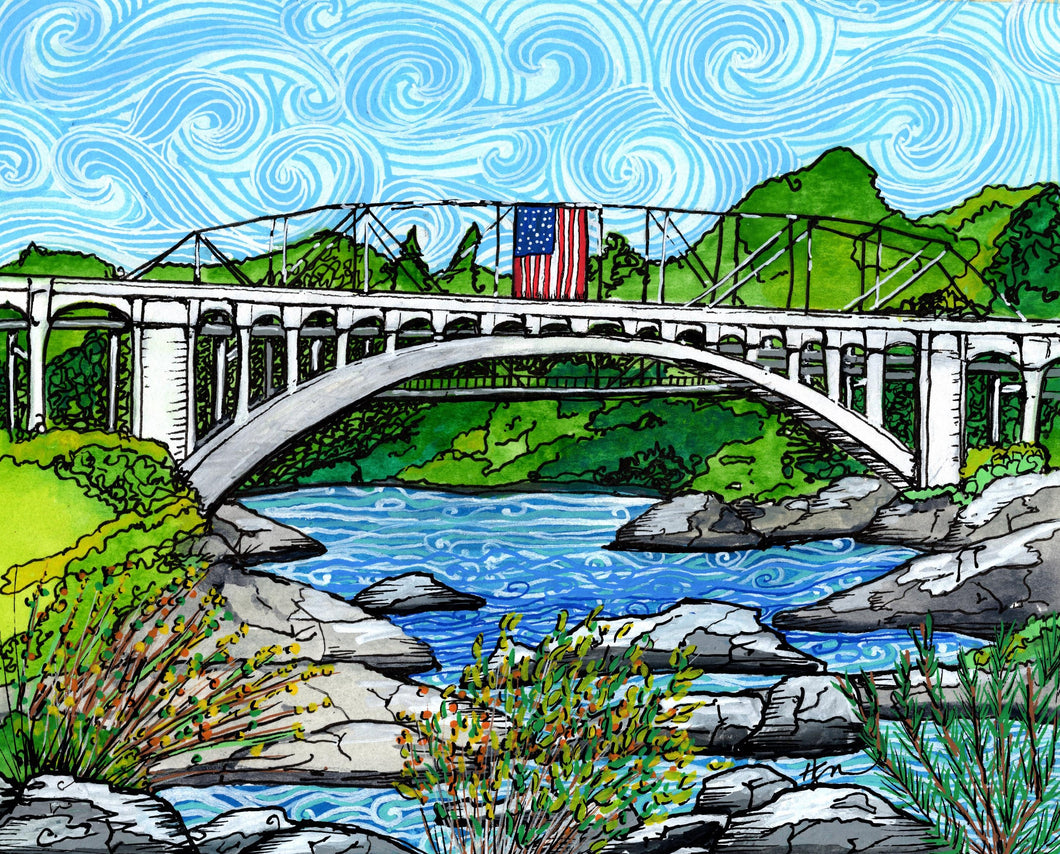 Rainbow Bridge, Folsom California-Bordered Print- Archival Matte Paper- Hand Titled and Signed